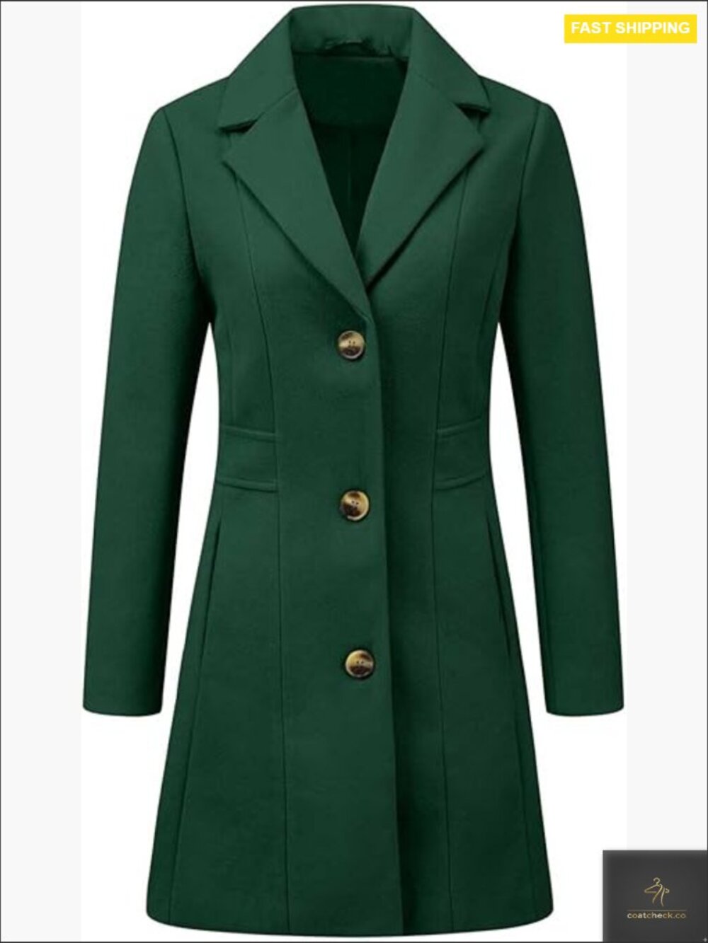 Elegant Trench Coat Classic Pea Coat Winter Outerwear Long Sleeve Straight Fit
